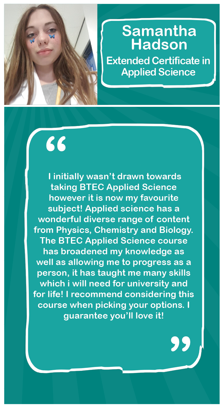 BTEC Level 3 Extended Certificate in Applied Science Bilborough College